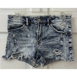 Vervet Raw Waist and Hem Fray Distressed Cutoff Micro Jean Shorts S(3) 28"‎ X 3"
